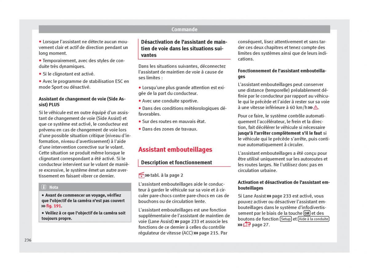 Seat Ateca manuel du proprietaire / page 238