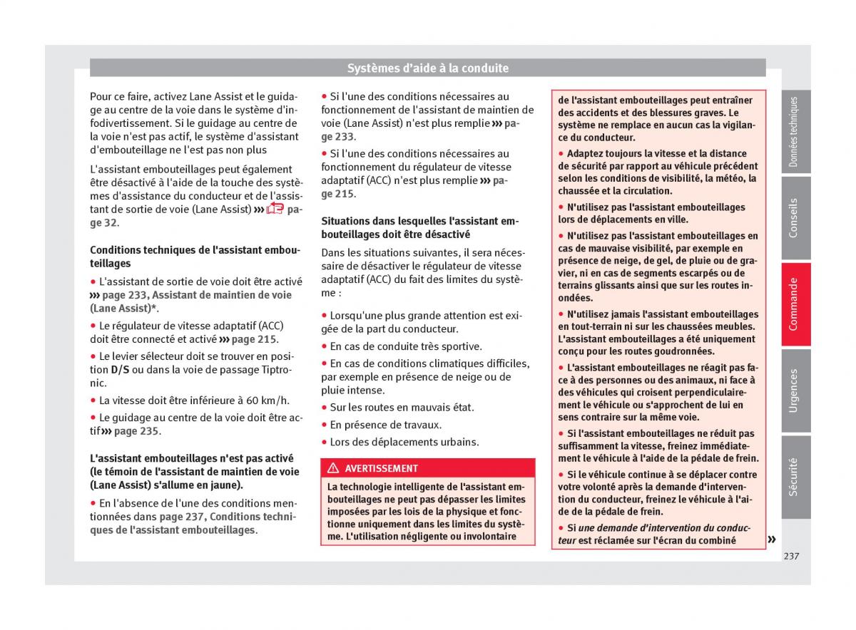 Seat Ateca manuel du proprietaire / page 239