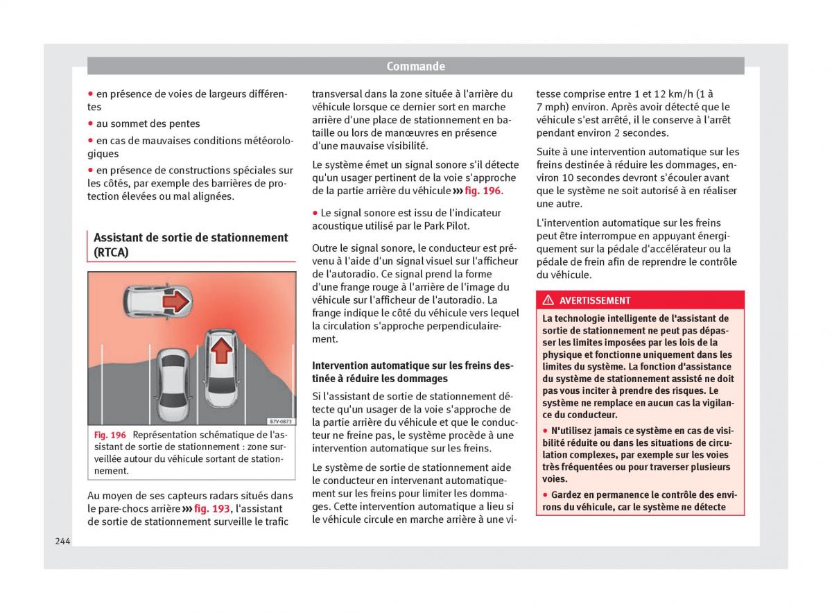Seat Ateca manuel du proprietaire / page 246