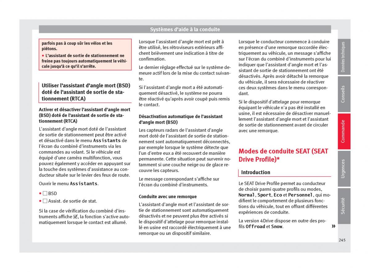 Seat Ateca manuel du proprietaire / page 247