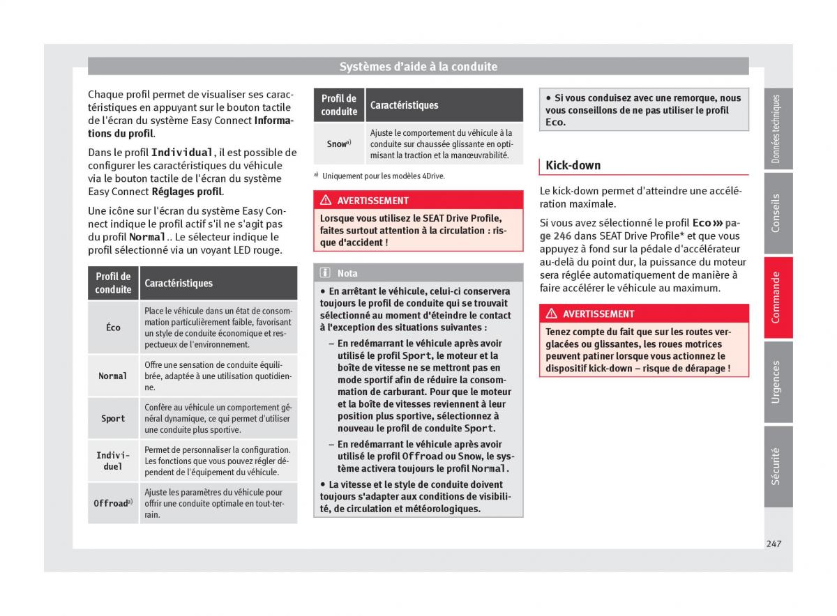 Seat Ateca manuel du proprietaire / page 249