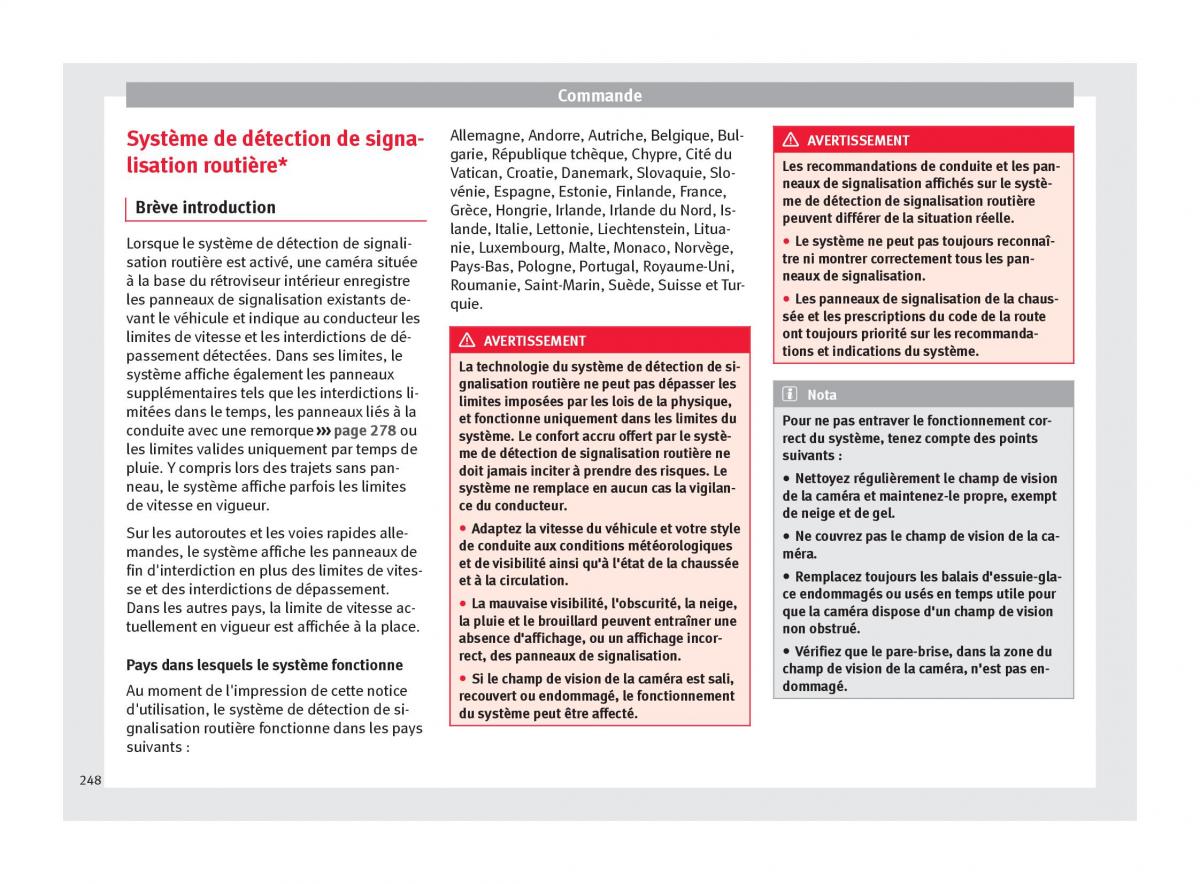 Seat Ateca manuel du proprietaire / page 250