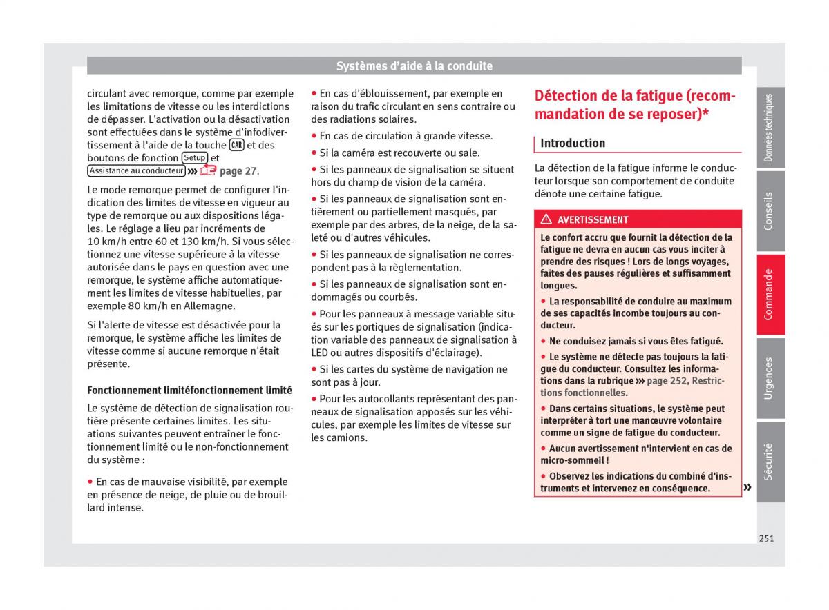 Seat Ateca manuel du proprietaire / page 253