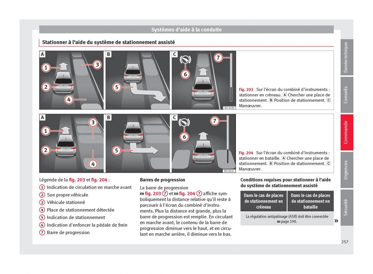 Seat Ateca manuel du proprietaire / page 259