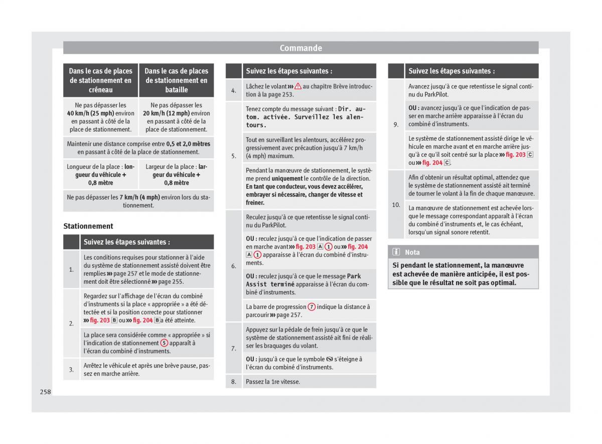 Seat Ateca manuel du proprietaire / page 260