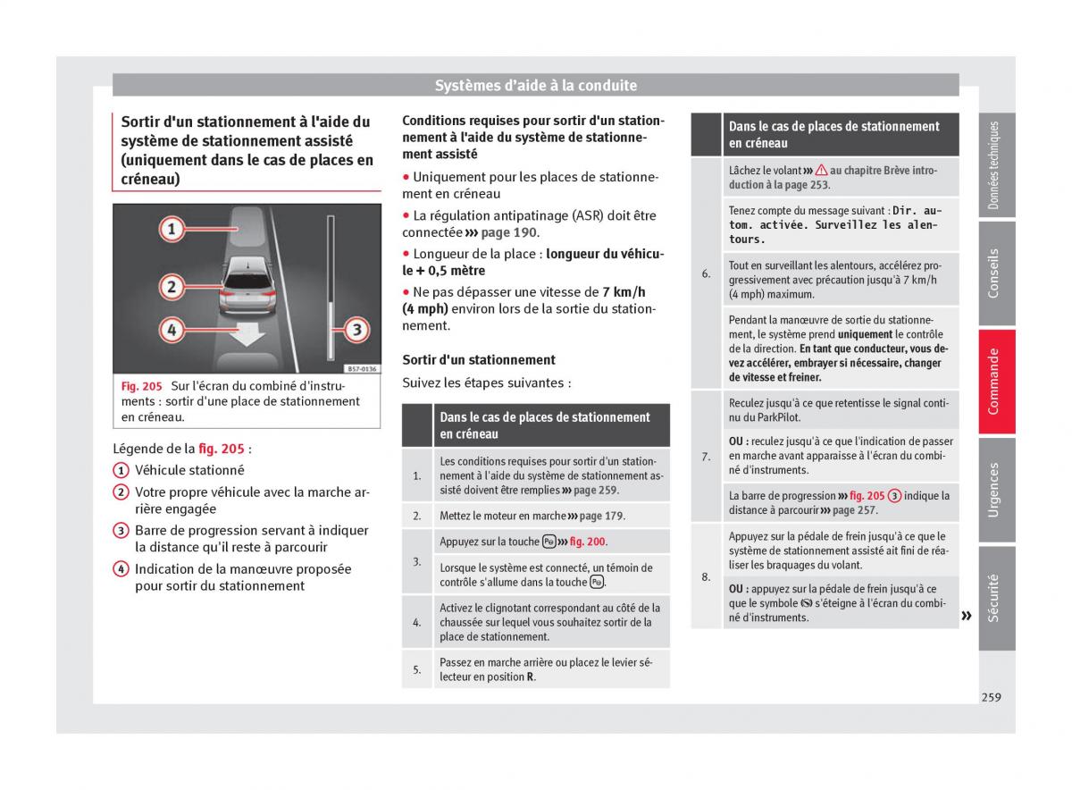 Seat Ateca manuel du proprietaire / page 261