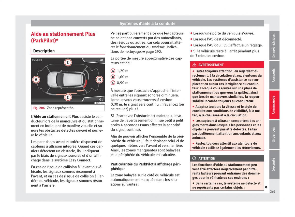Seat Ateca manuel du proprietaire / page 263