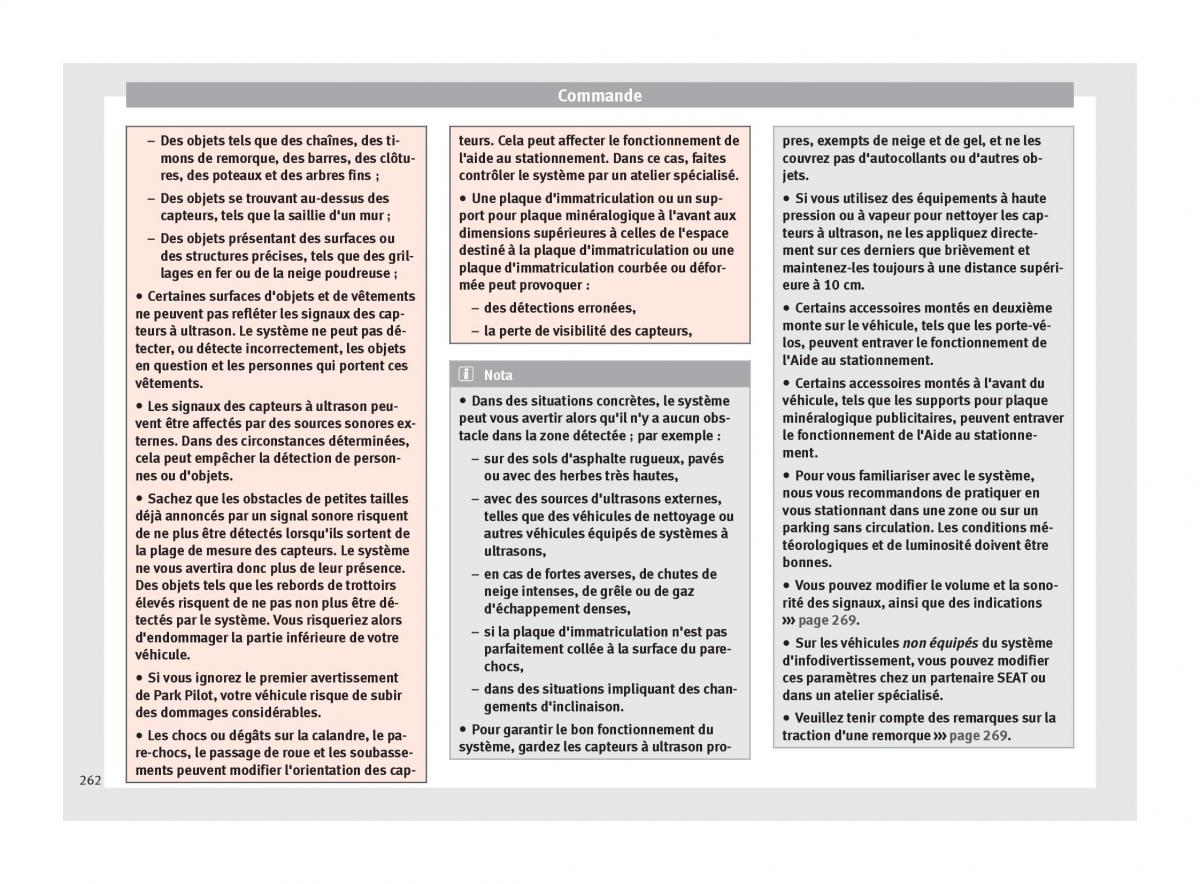 Seat Ateca manuel du proprietaire / page 264