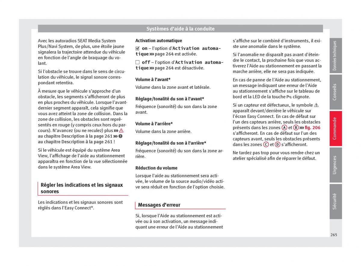 Seat Ateca manuel du proprietaire / page 267