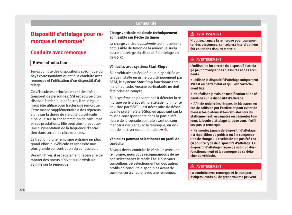 Seat Ateca manuel du proprietaire / page 280