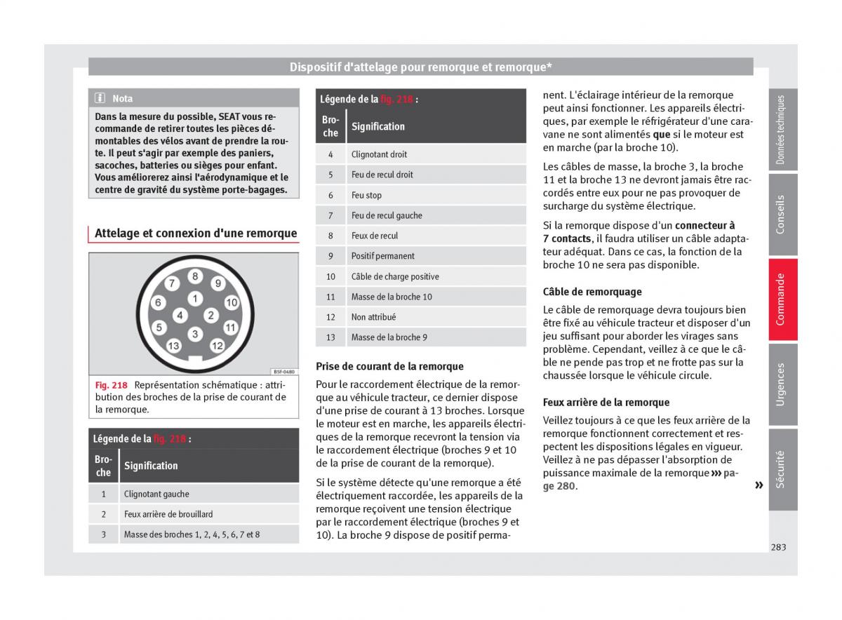 Seat Ateca manuel du proprietaire / page 285