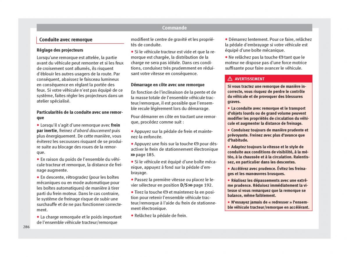 Seat Ateca manuel du proprietaire / page 288