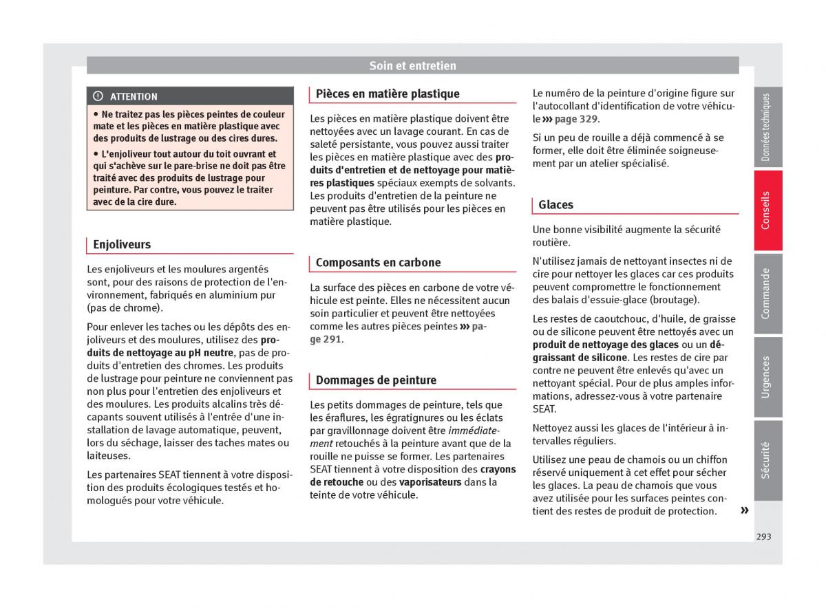 Seat Ateca manuel du proprietaire / page 295