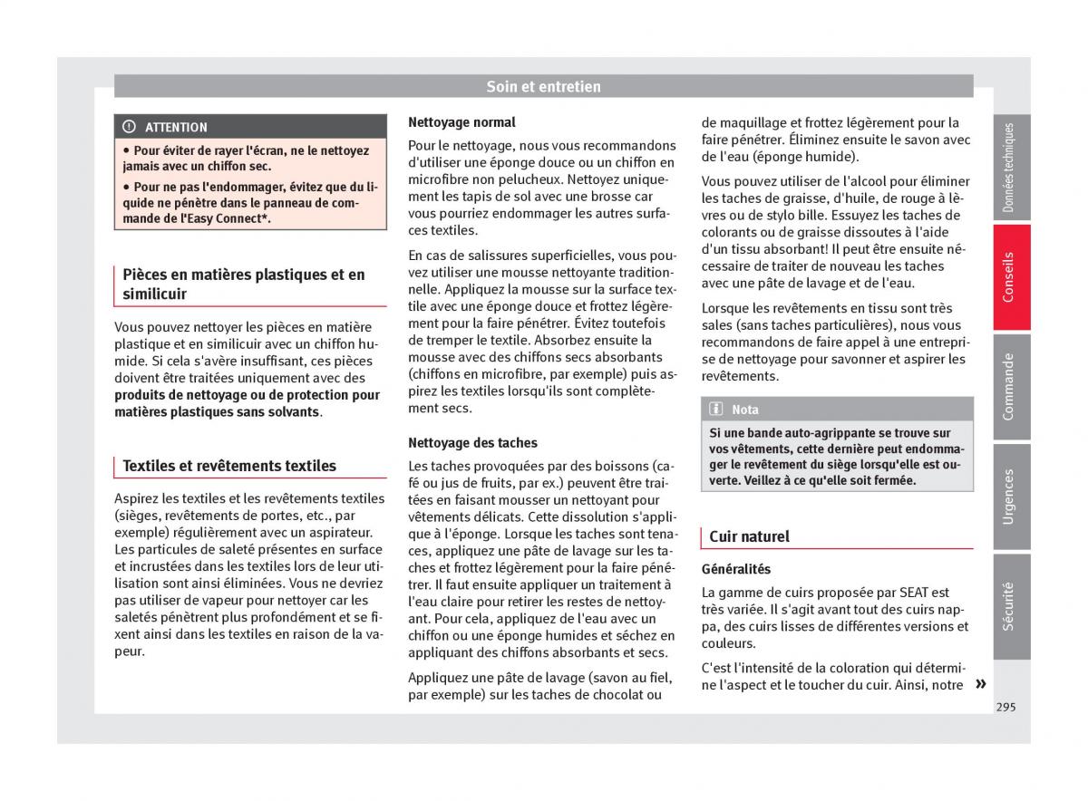 Seat Ateca manuel du proprietaire / page 297