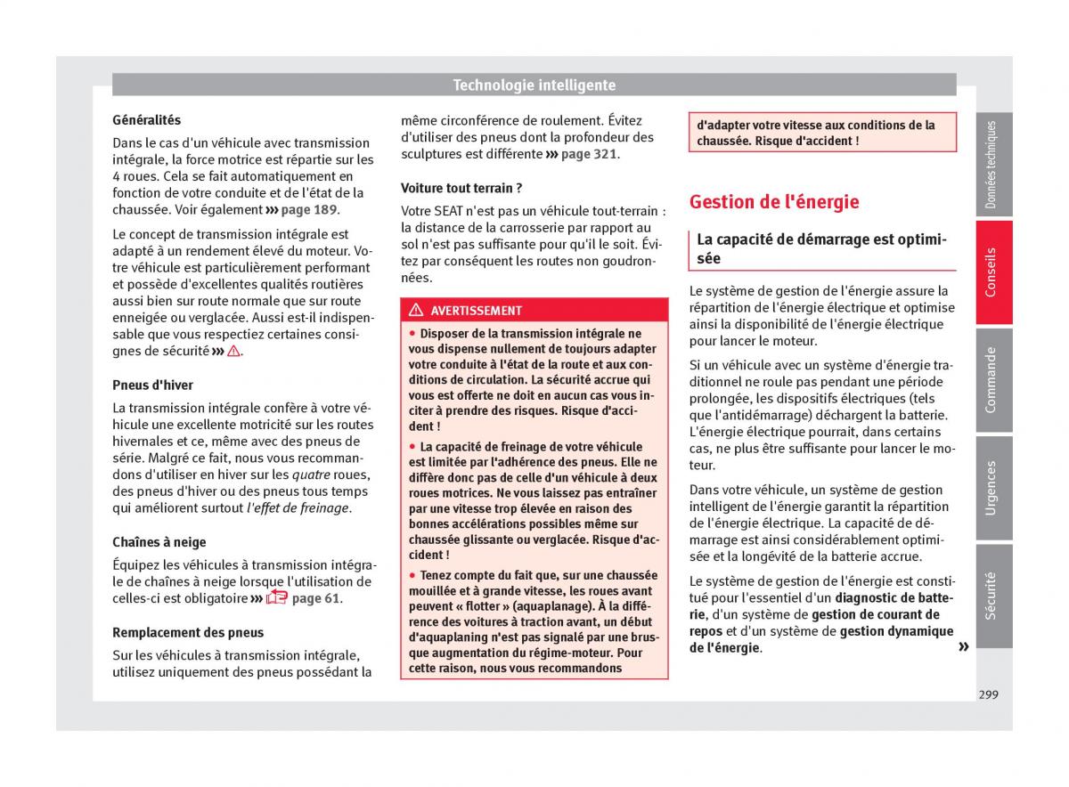 Seat Ateca manuel du proprietaire / page 301