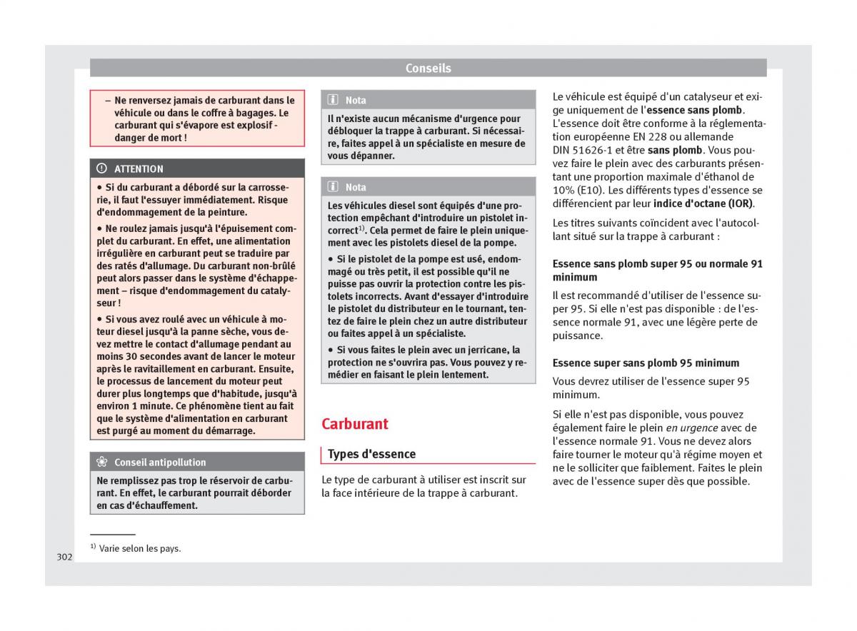 Seat Ateca manuel du proprietaire / page 304