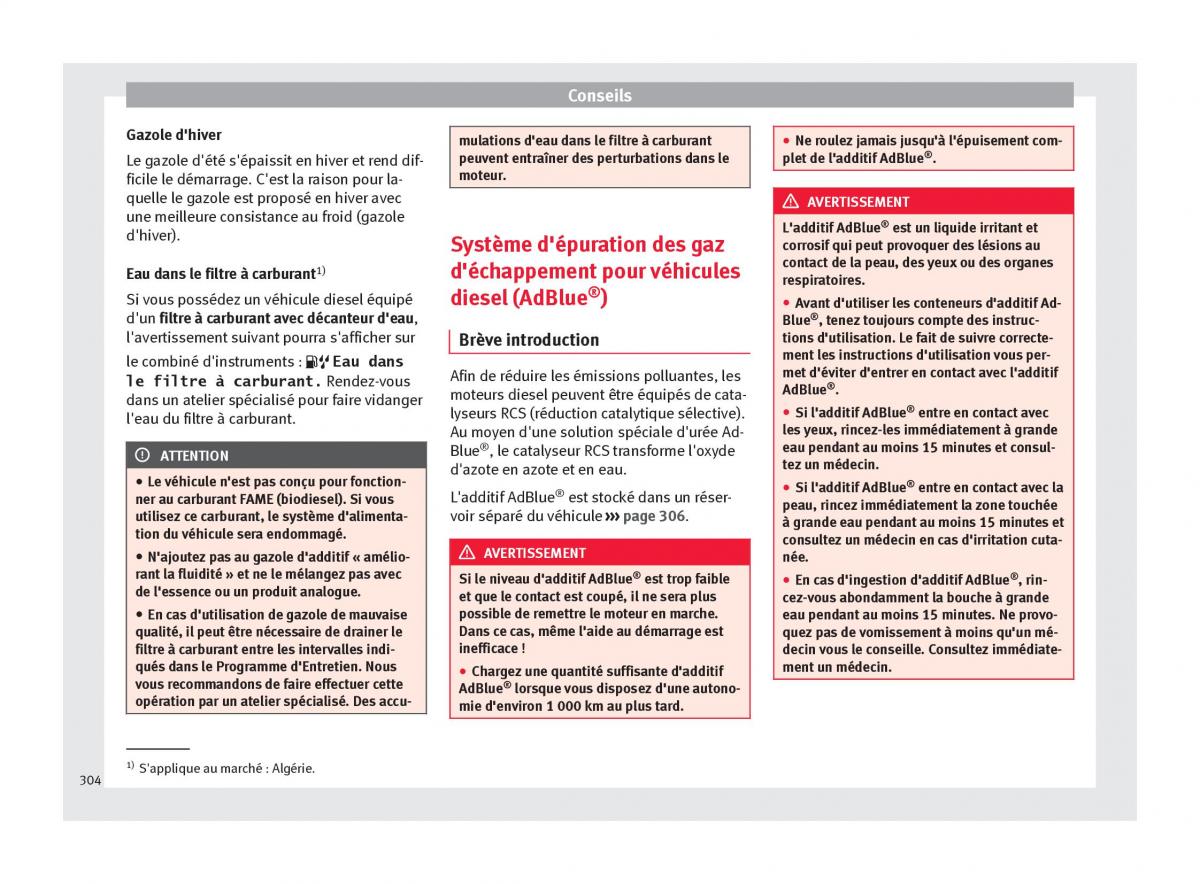 Seat Ateca manuel du proprietaire / page 306