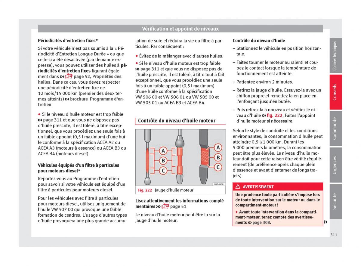 Seat Ateca manuel du proprietaire / page 313