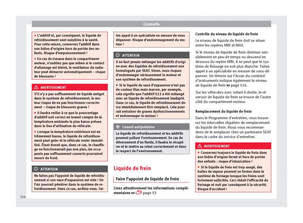 Seat Ateca manuel du proprietaire / page 316