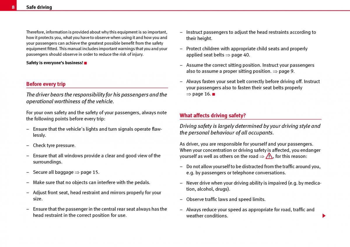 Seat Ibiza III 3 owners manual / page 10