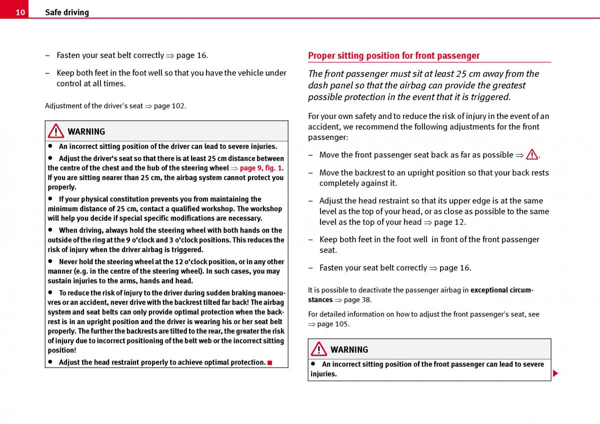 Seat Ibiza III 3 owners manual / page 12