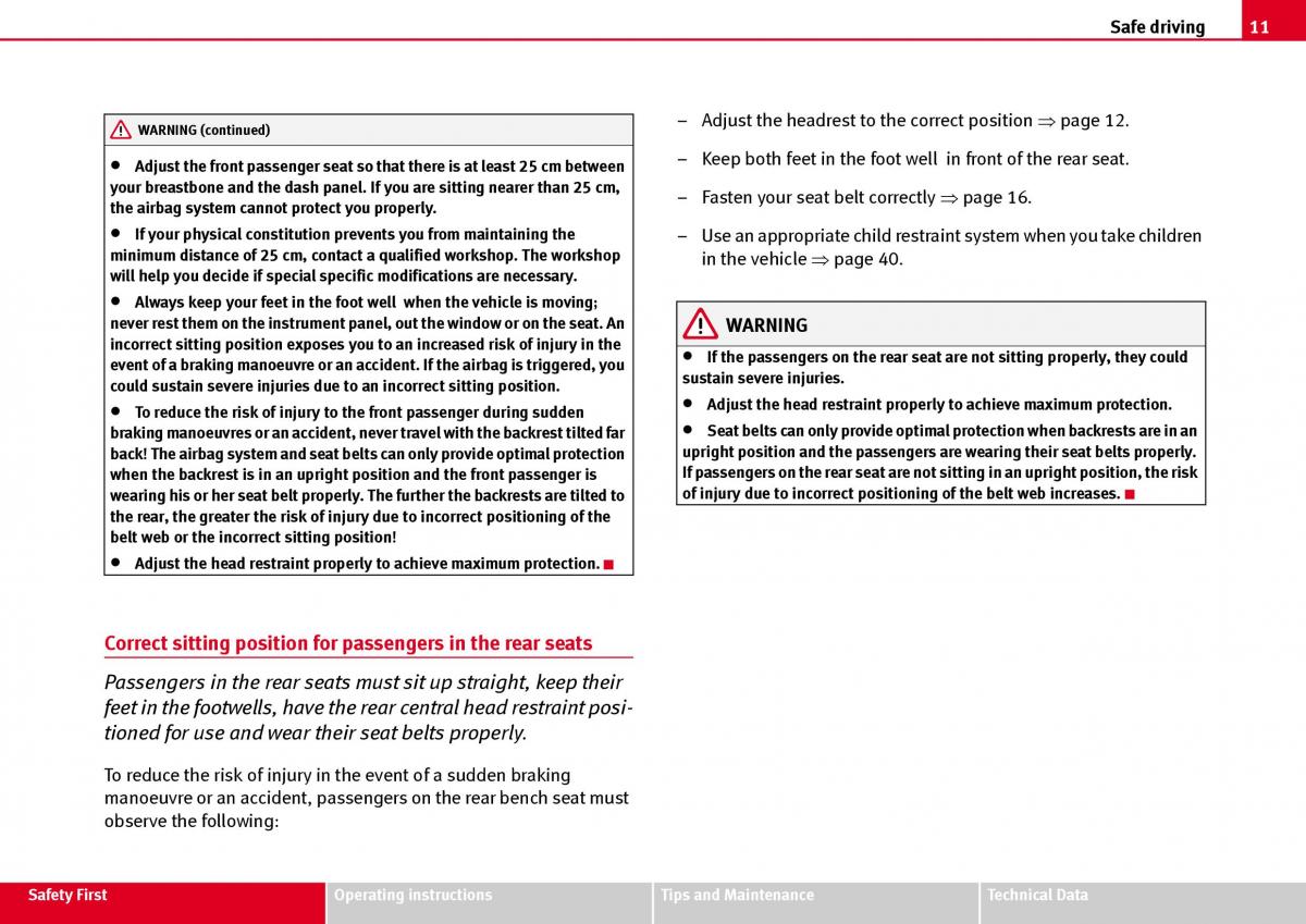 Seat Ibiza III 3 owners manual / page 13