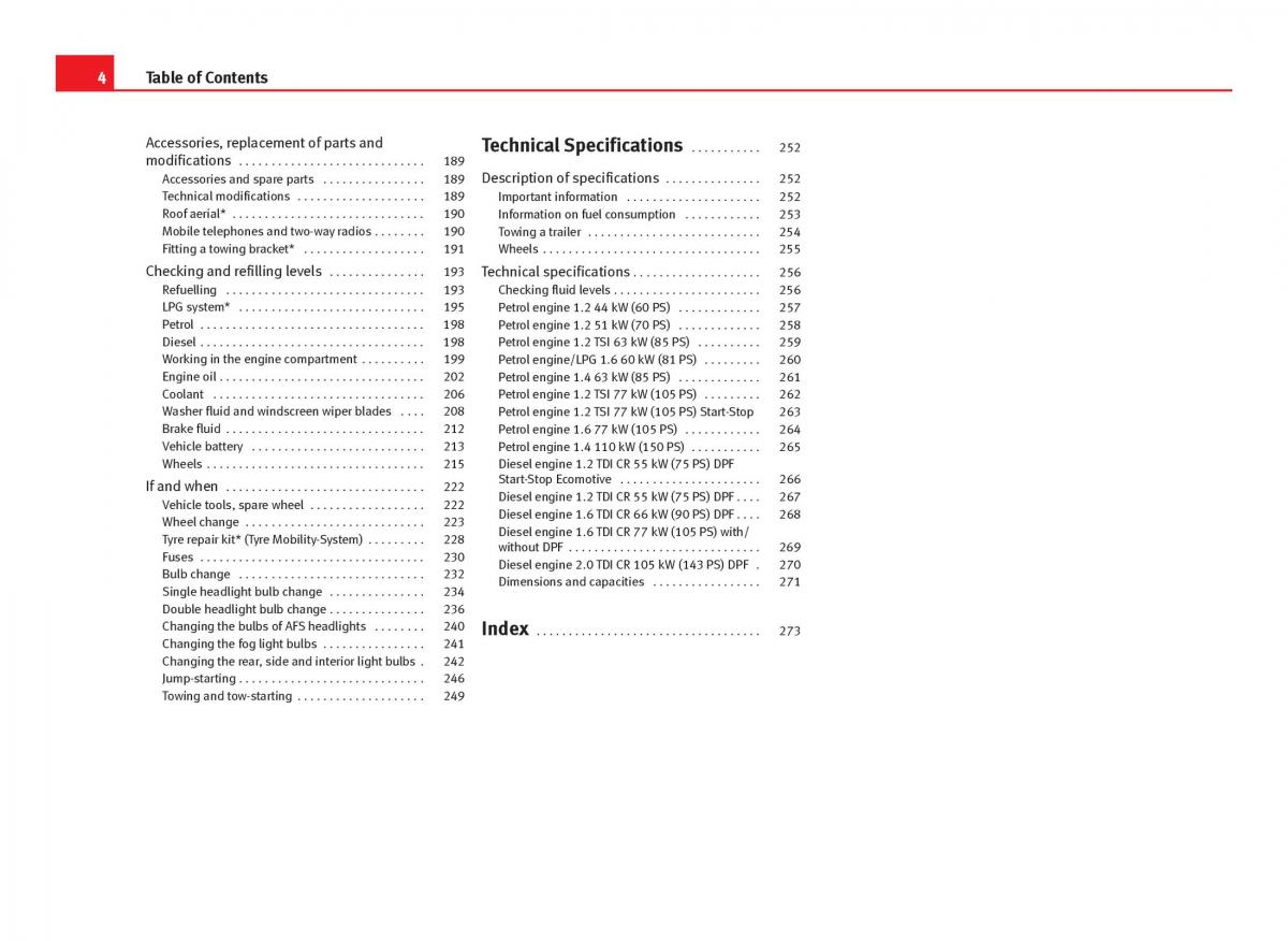 Seat Ibiza IV 4 owners manual / page 6