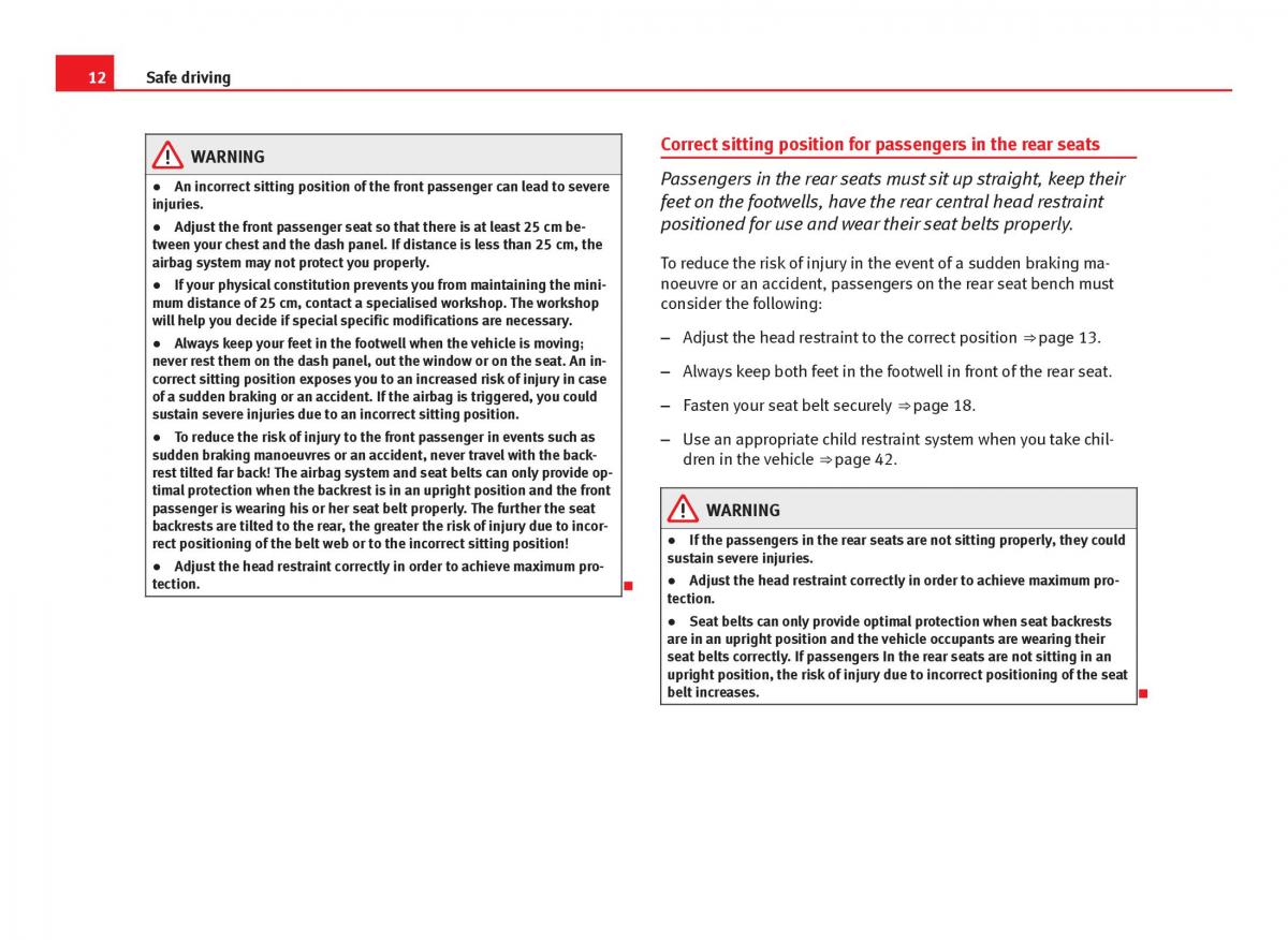 Seat Ibiza IV 4 owners manual / page 14