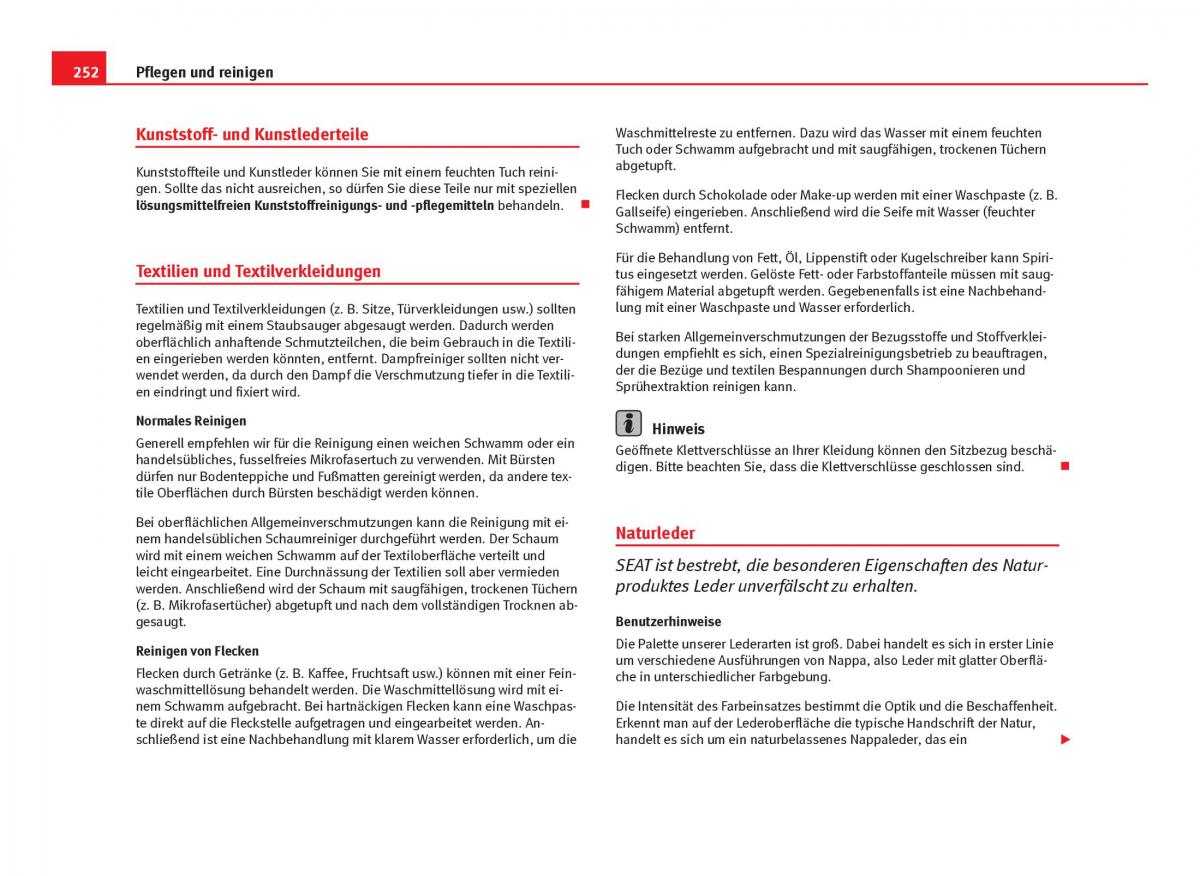 Seat Leon III 3 Handbuch / page 254