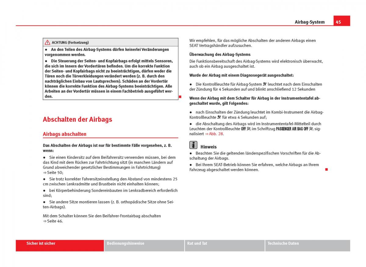 Seat Leon III 3 Handbuch / page 47