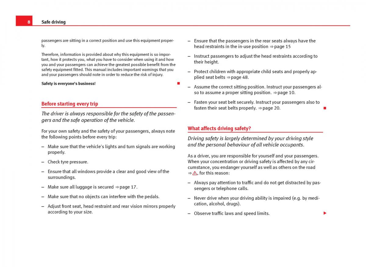 Seat Leon III 3 owners manual / page 10