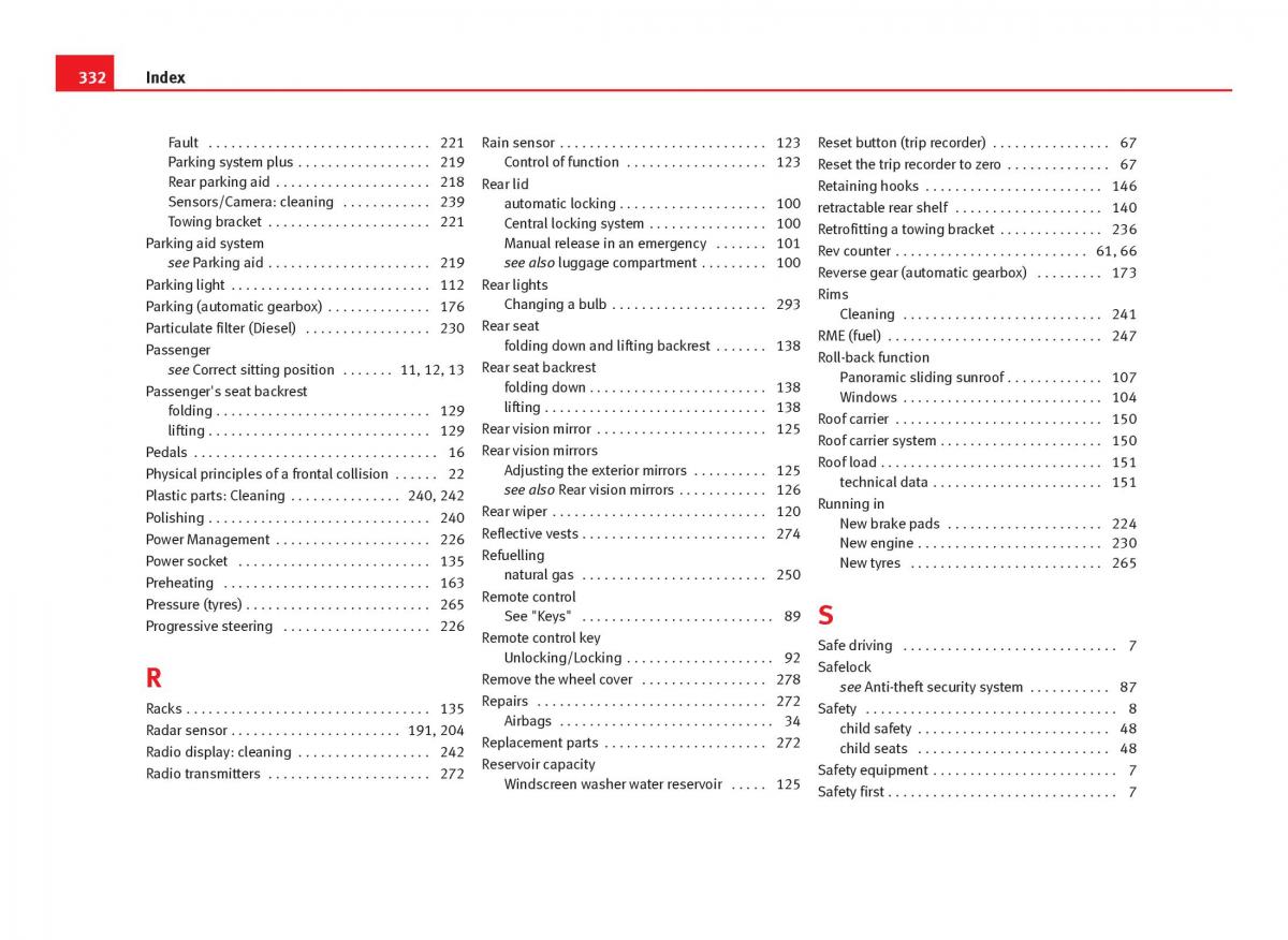 Seat Leon III 3 owners manual / page 334