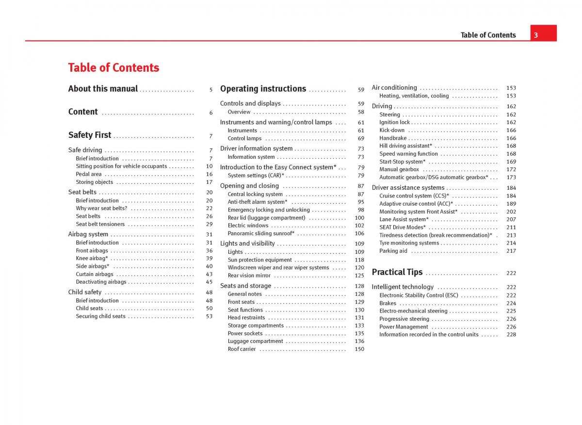 Seat Leon III 3 owners manual / page 5