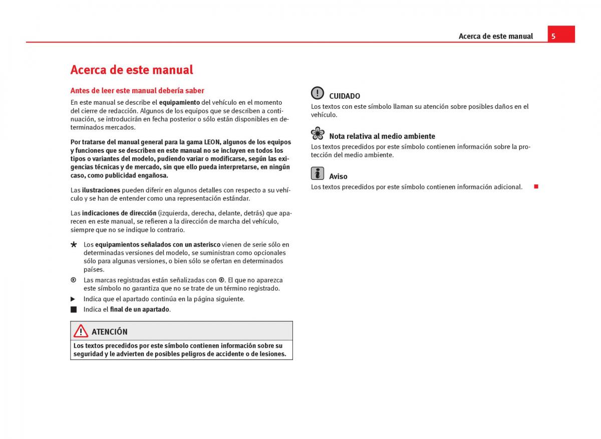 Seat Leon III 3 manual del propietario / page 7