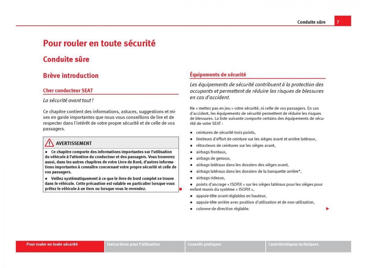 Seat Leon III 3 manuel du proprietaire / page 9