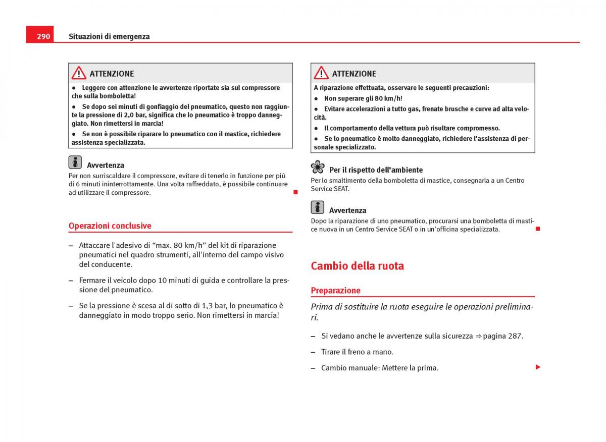 Seat Leon III 3 manuale del proprietario / page 292