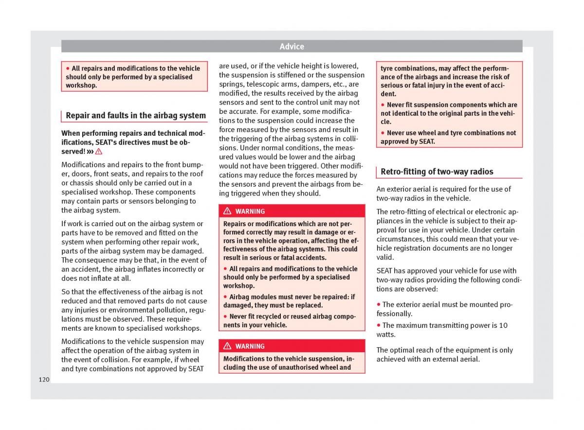 Seat Mii owners manual / page 122
