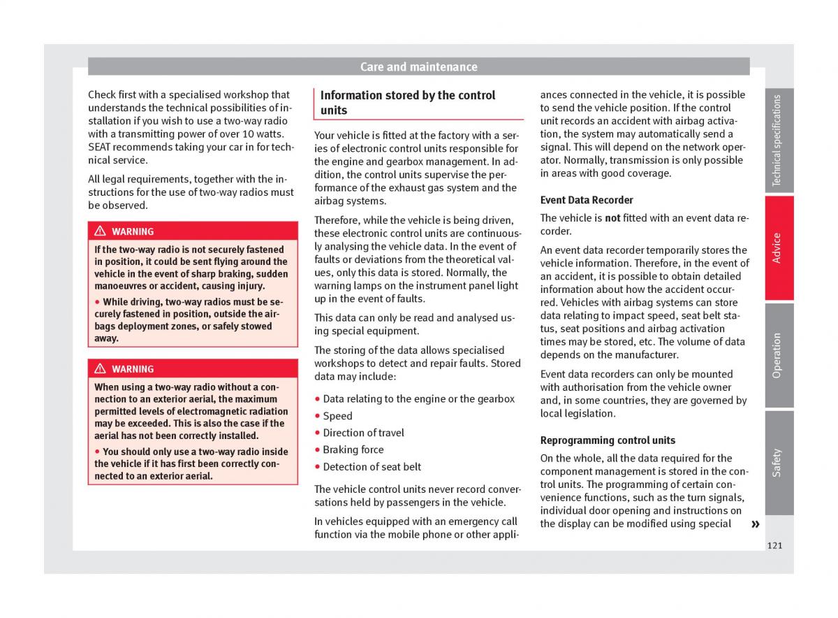 Seat Mii owners manual / page 123