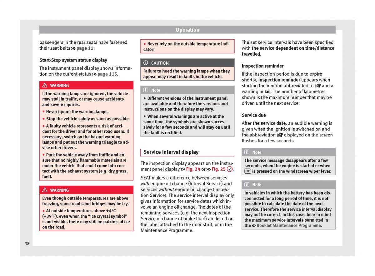 Seat Mii owners manual / page 40