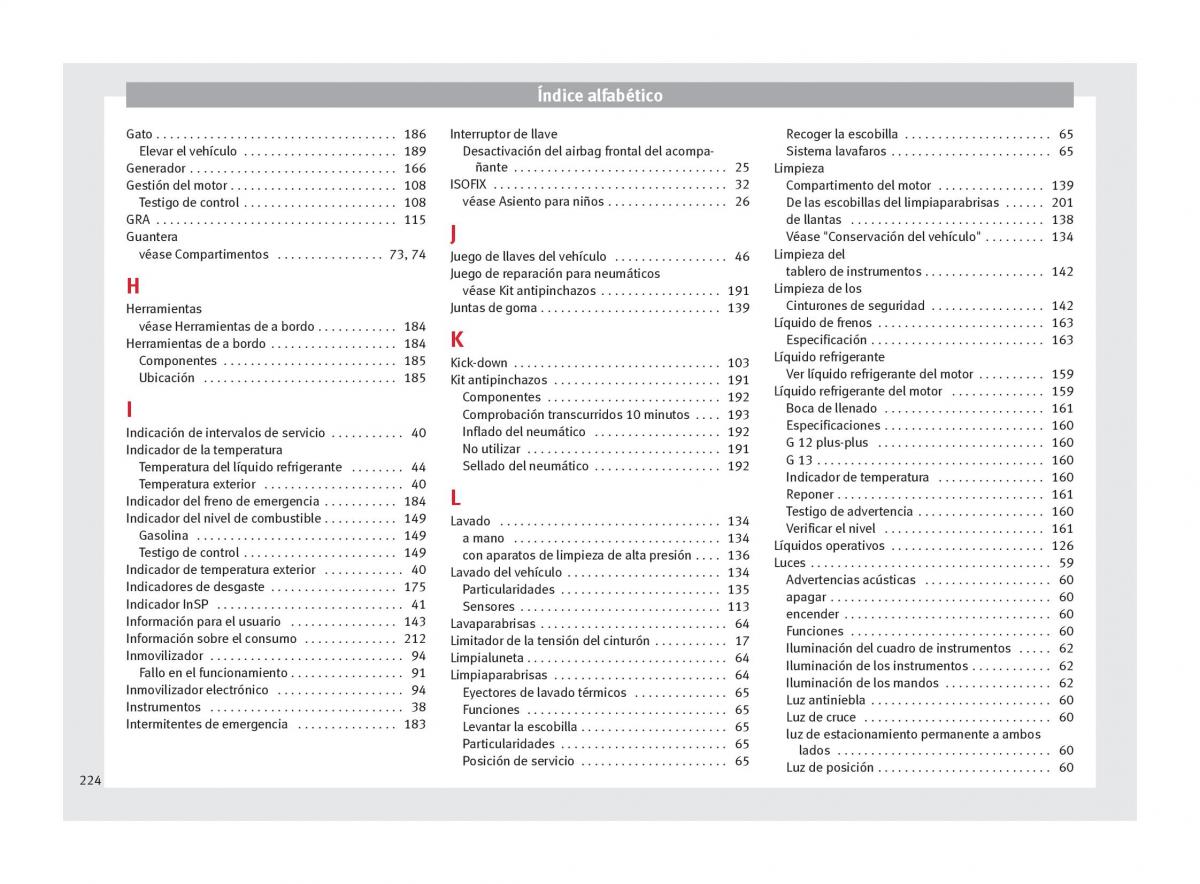 Seat Mii manual del propietario / page 226