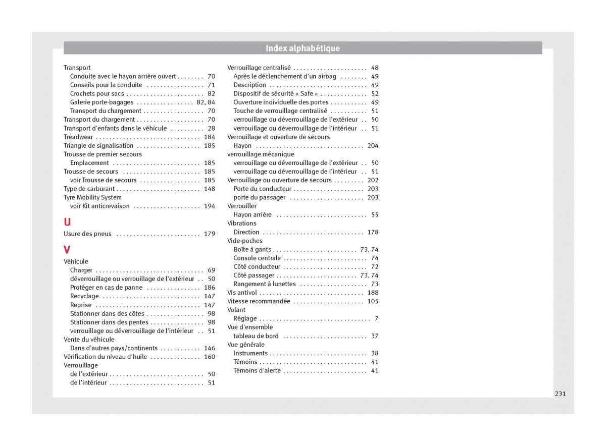 Seat Mii manuel du proprietaire / page 233