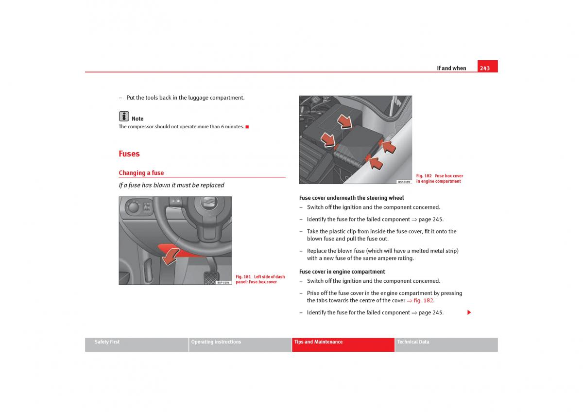 Seat Toledo III 3 owners manual / page 245