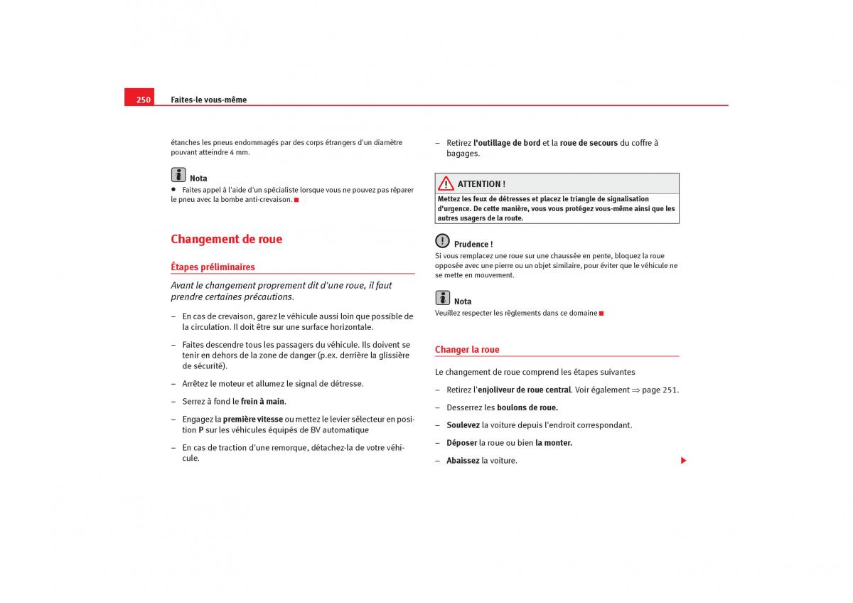 Seat Toledo III 3 manuel du proprietaire / page 252