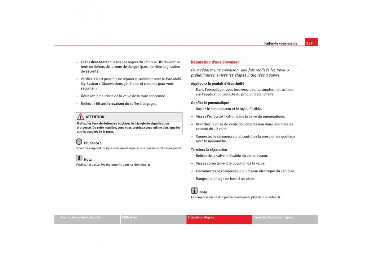 Seat Toledo III 3 manuel du proprietaire / page 259