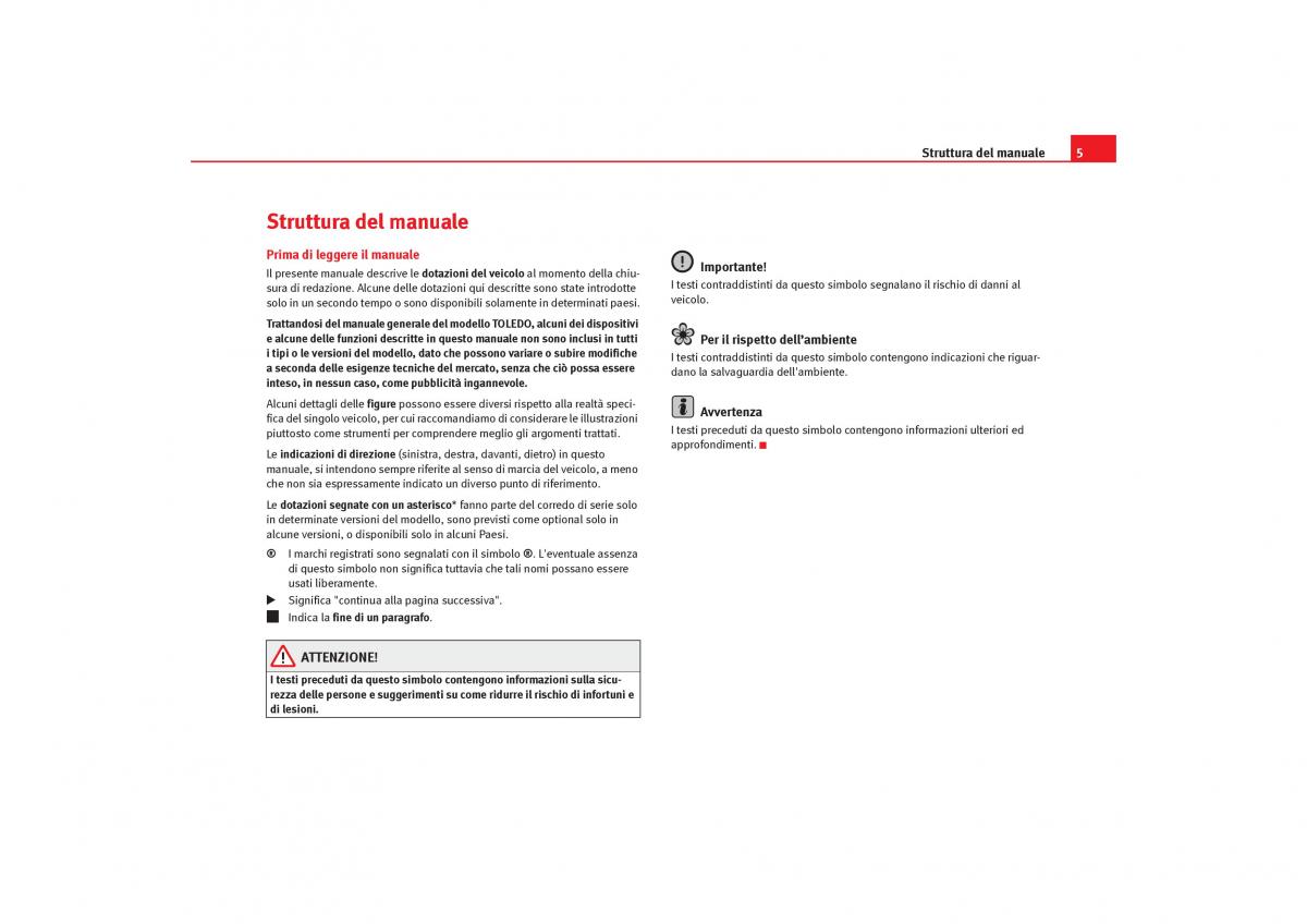 Seat Toledo III 3 manuale del proprietario / page 7