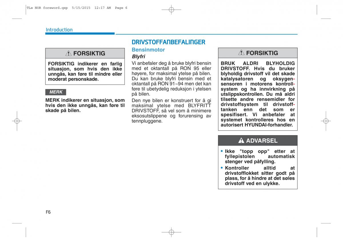 Hyundai Tucson III 3 bruksanvisningen / page 6