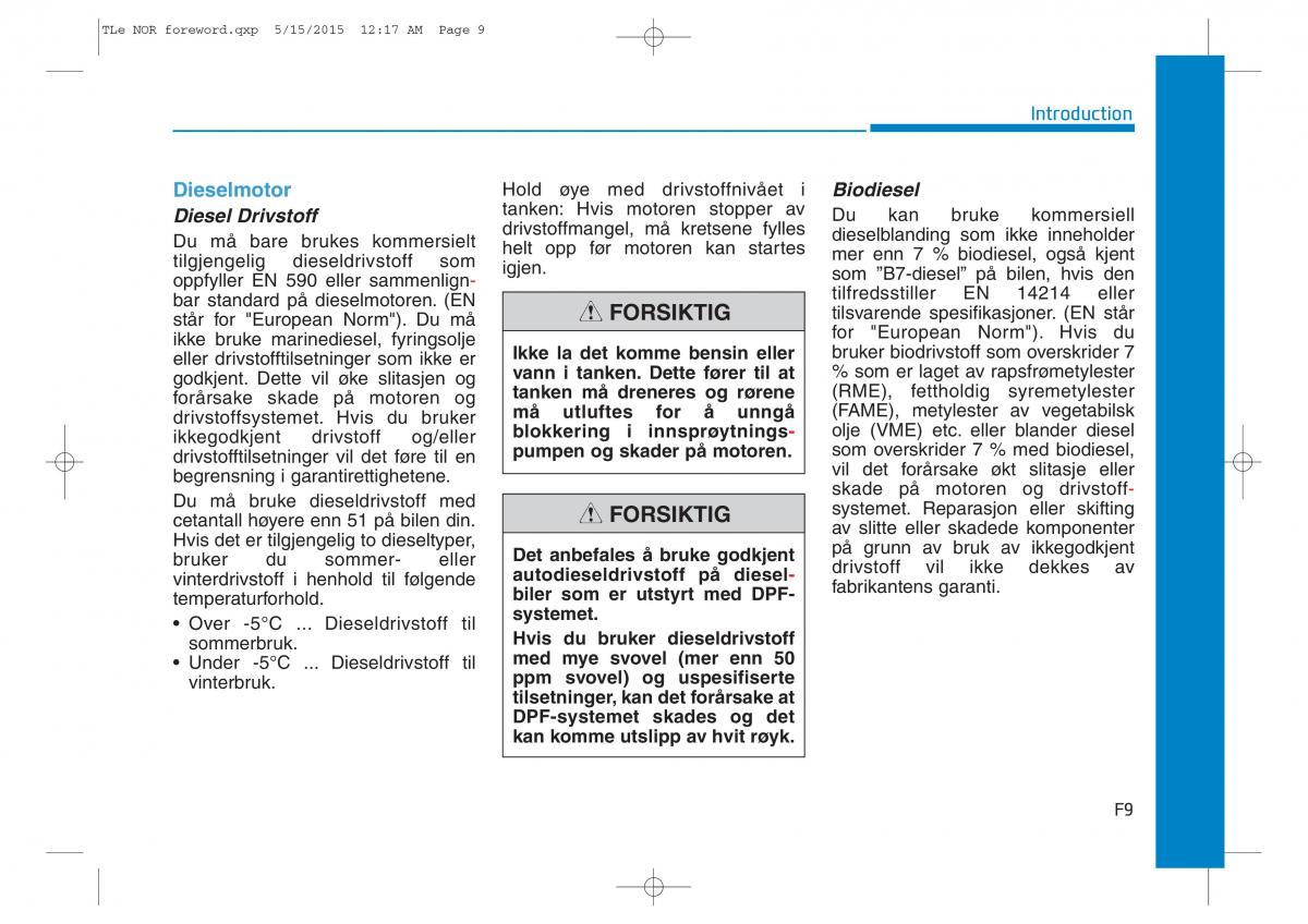 Hyundai Tucson III 3 bruksanvisningen / page 9