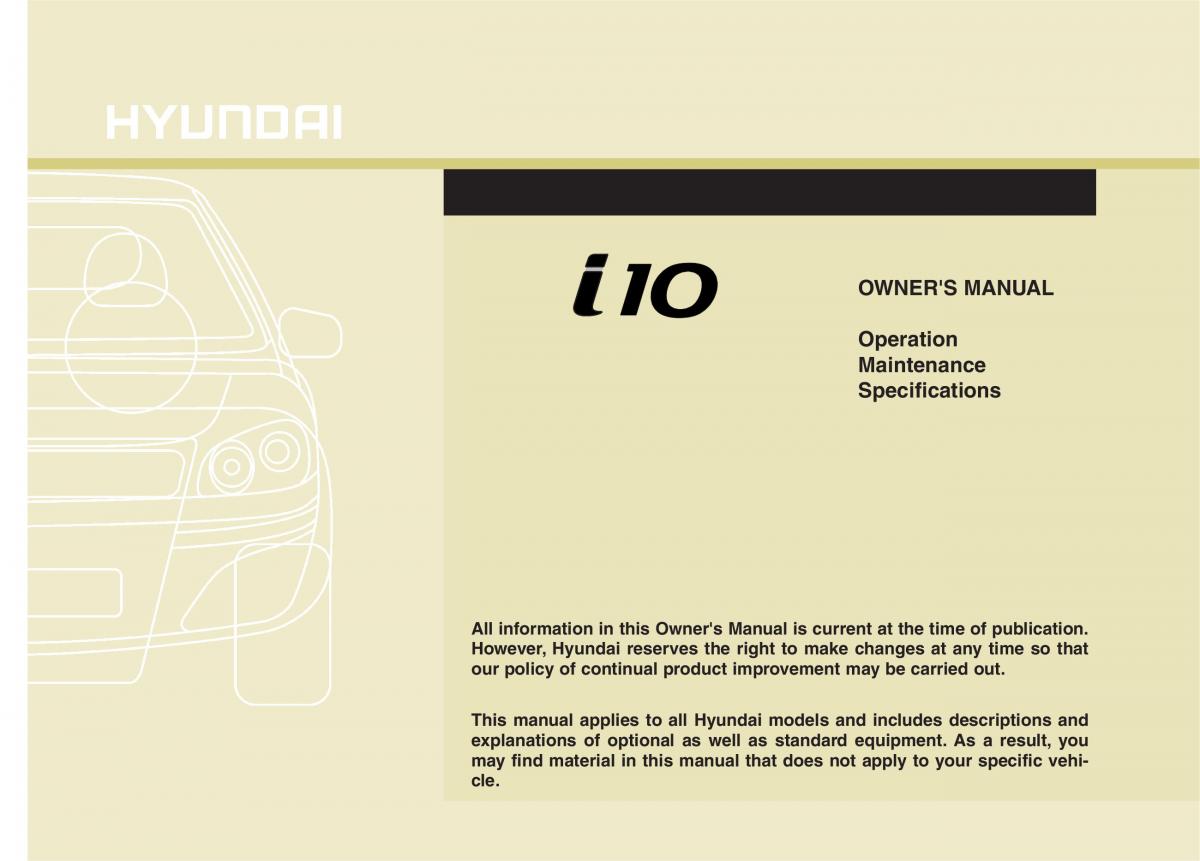 Hyundai i10 I 1 owners manual / page 1