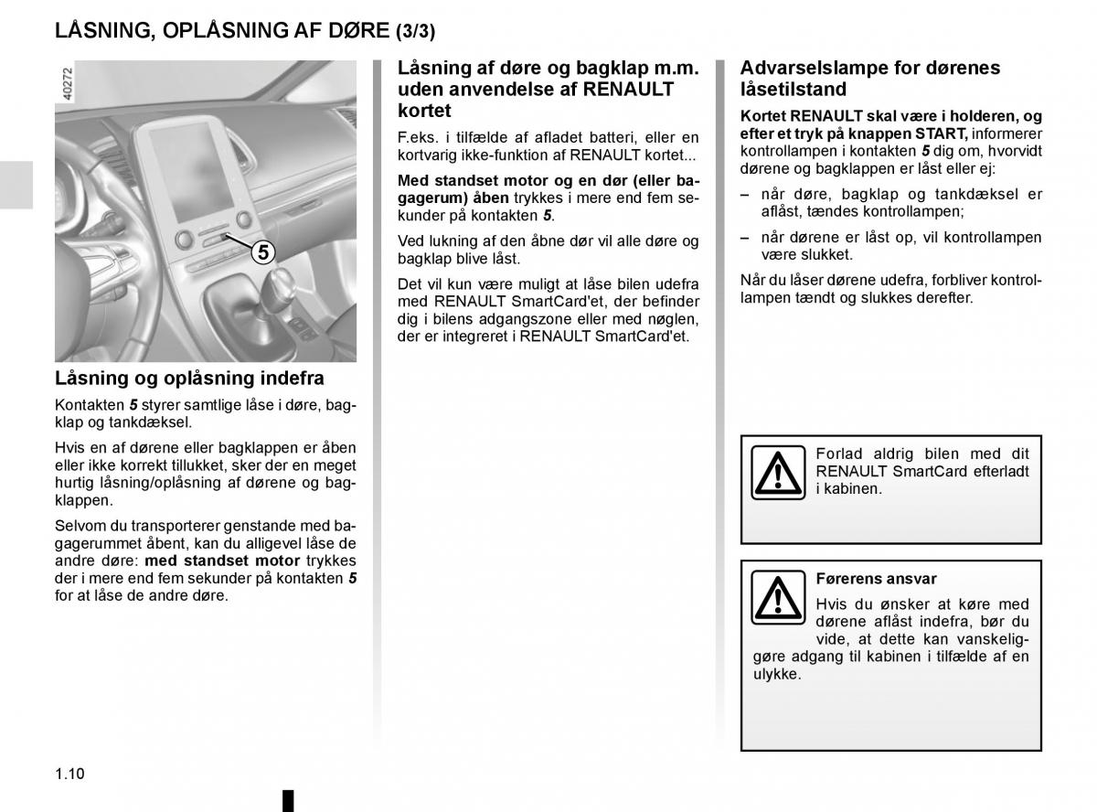 Renault Espace V 5 Bilens instruktionsbog / page 16
