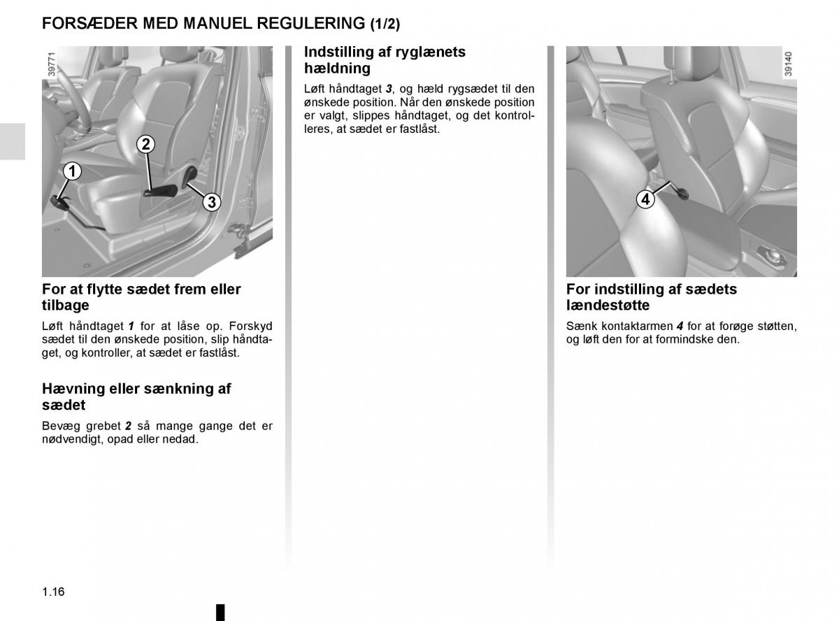 Renault Espace V 5 Bilens instruktionsbog / page 22